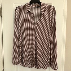 Adrianna Papell Long-Sleeve Button Down Blouse